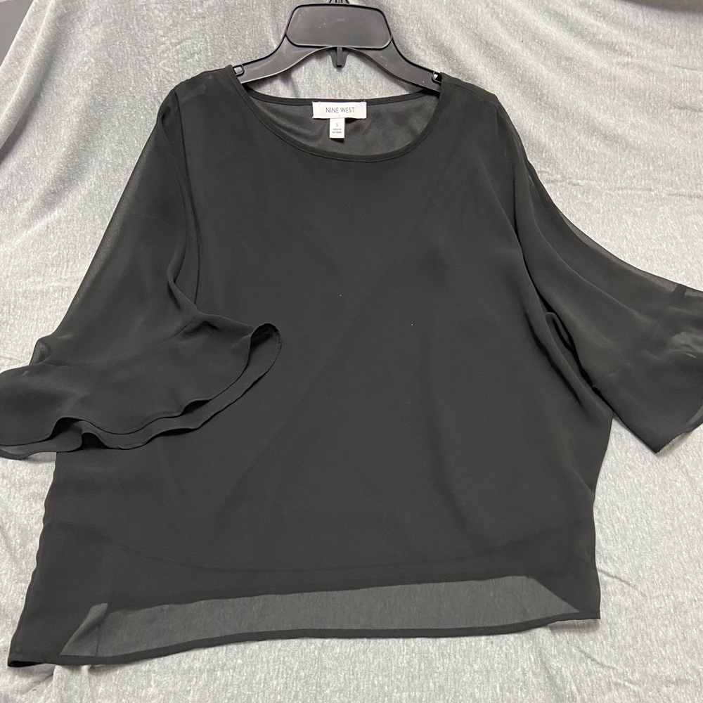 Black sheer overlay blouse